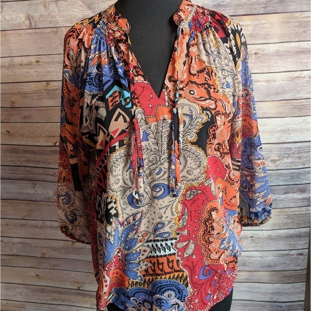 I Jean by Buffalo colorful blouse 3/4 sleeve shirt
